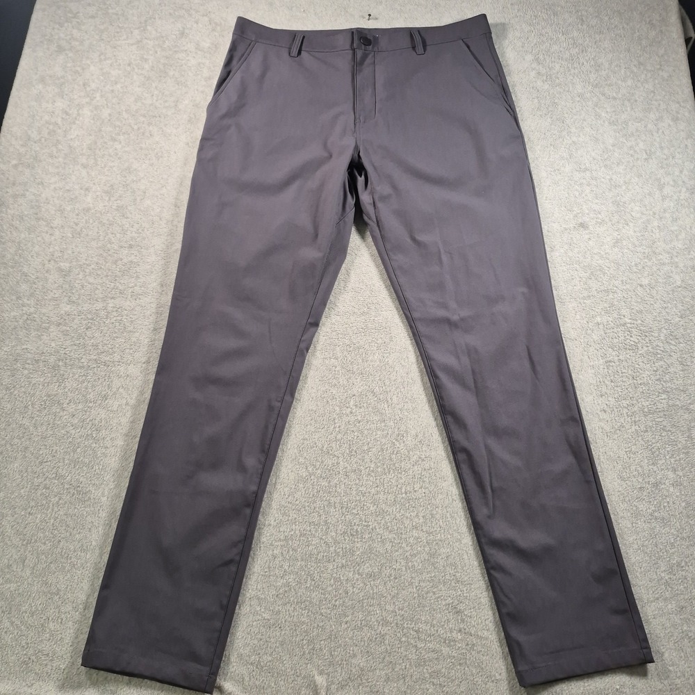 Rhone Pants Mens 36x32 Blue Gray Classic Slim Commuter Polyester Stretch Travel